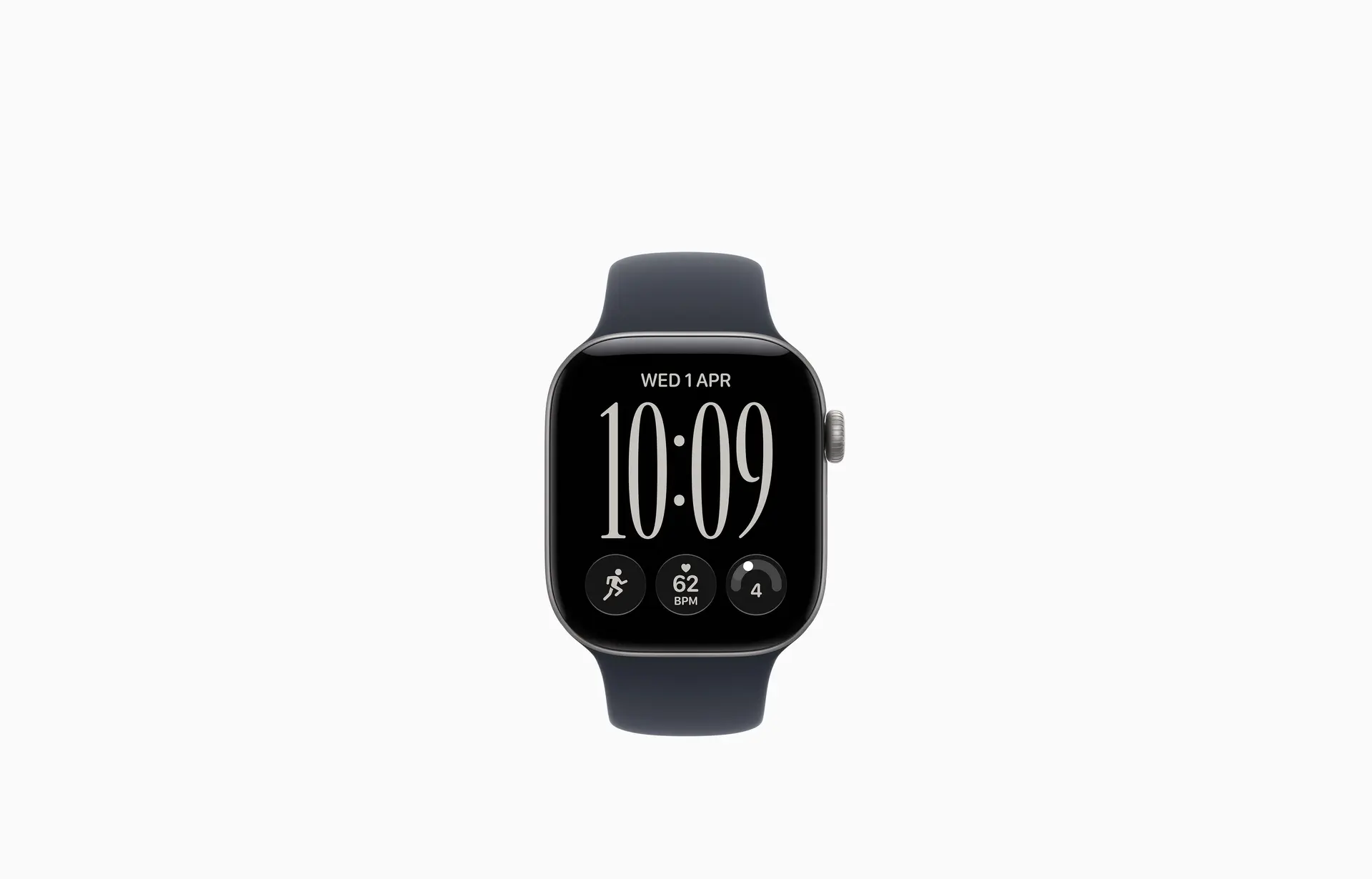 42-millimetre Apple Watch Series 12, aluminium case, space grey colour, matt finish, edge-to-edge display, rounded corners, Digital Crown dial