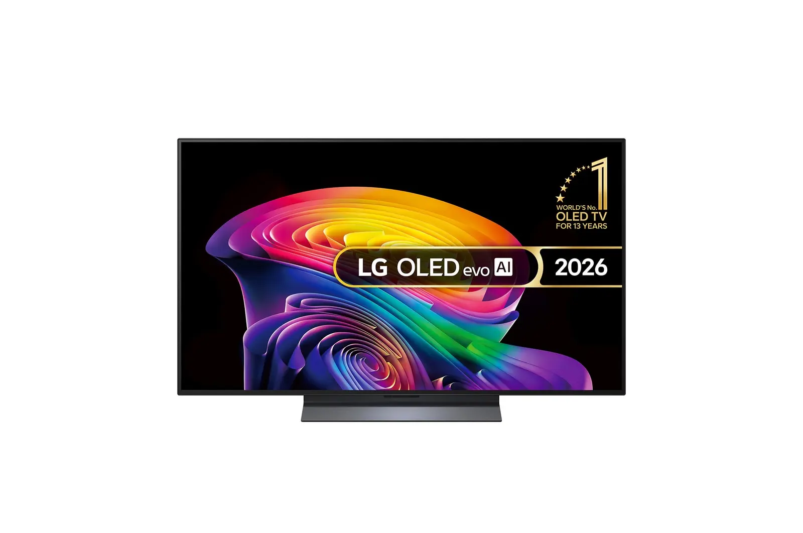 Front view of 48 inch LG OLED evo AI C6 4K Smart TV 2026 OLED48C65LA