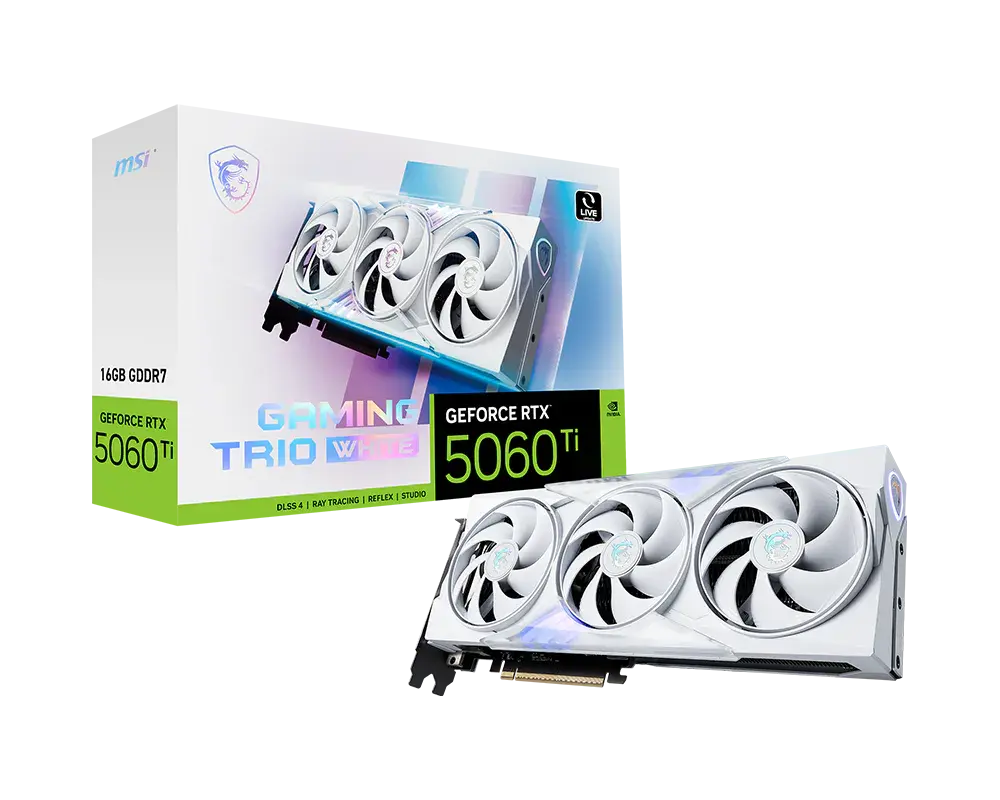 MSI GeForce RTX™ 5060 Ti 16G GAMING TRIO WHITE — original manufacturer model image