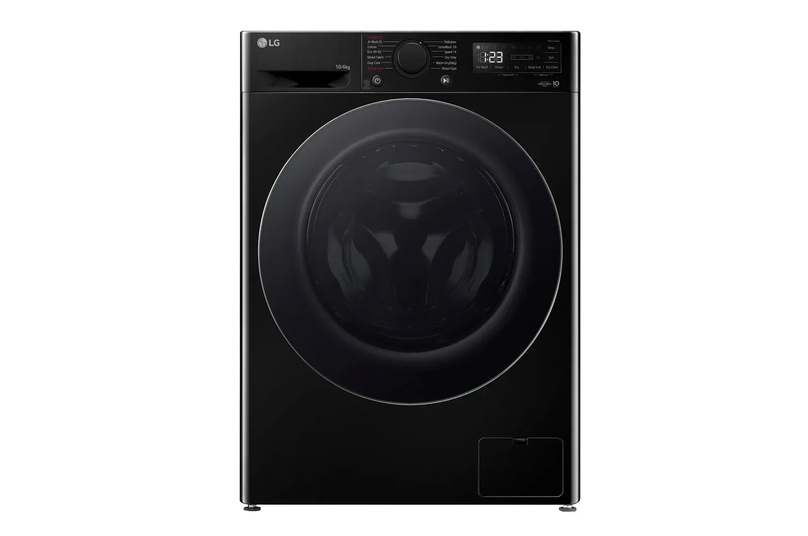 Front view of 10kg / 6kg AI Direct Drive™ Washer Dryer Series 4 Pro, Black FWY706NCTN1