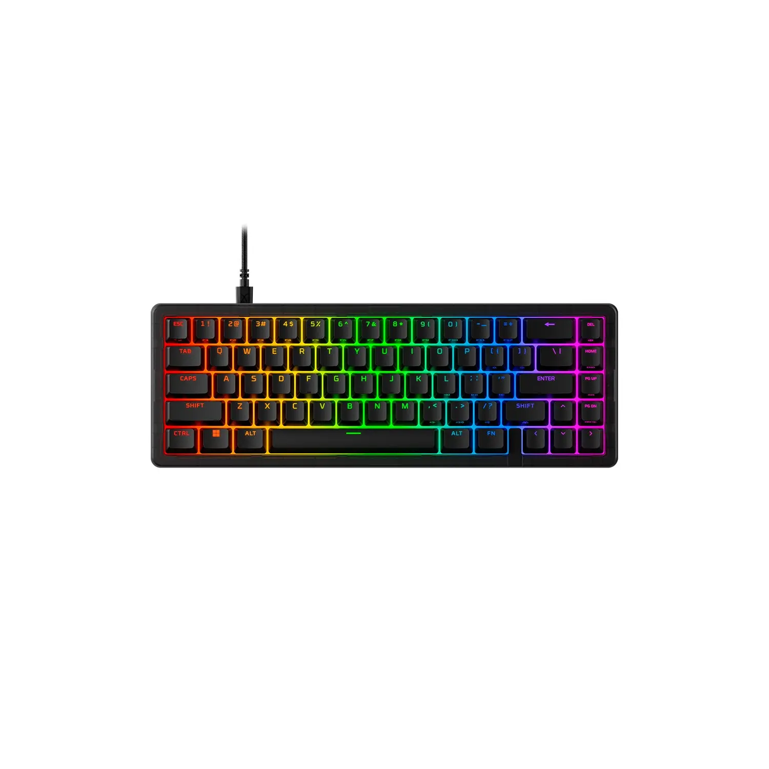 HyperX Origins 2 65 black 65% mechanical keyboard with US layout and RGB lighting, official top view
