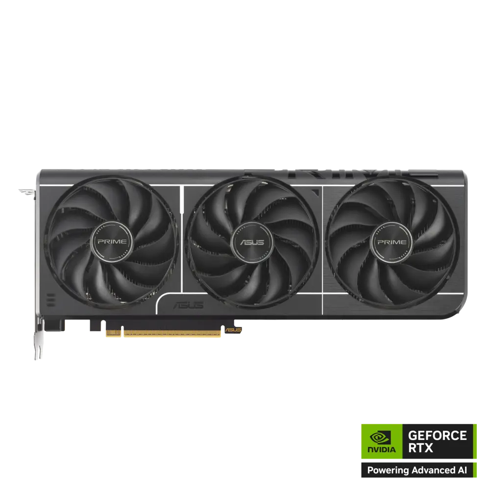 ASUS Prime GeForce RTX 5060 Ti 16GB GDDR7 graphics card, front view of the fans and shroud