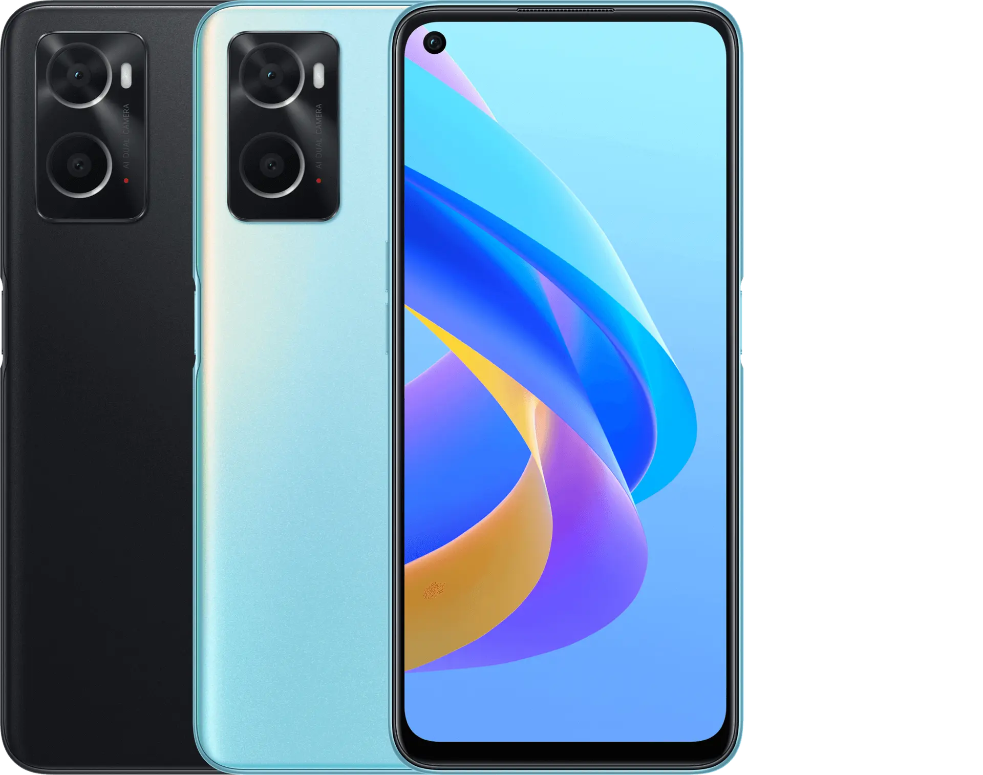 OPPO A96 — official manufacturer reference image for UK CPH2333; selected specification colour Starry Black