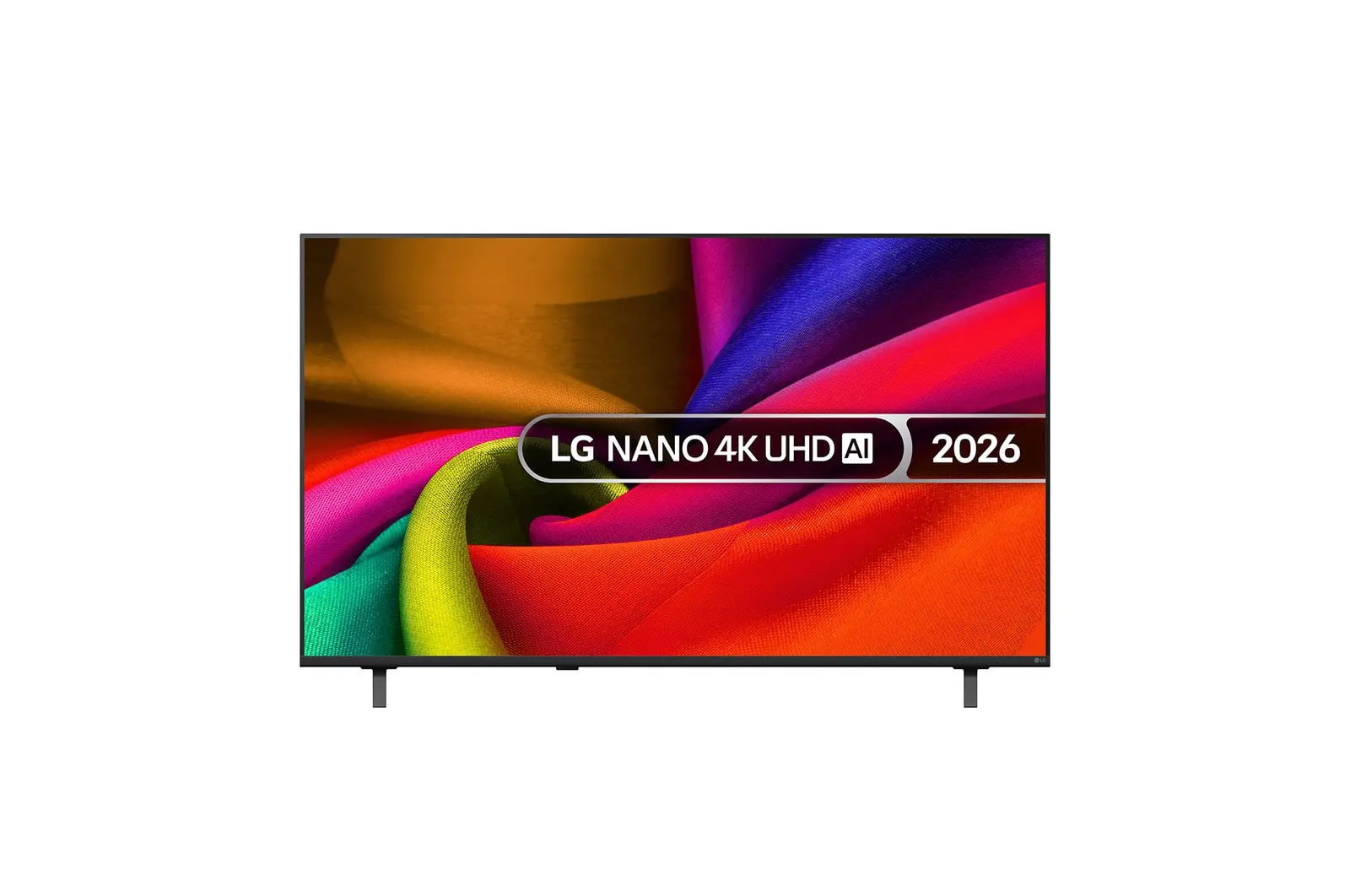 Front view of 55 inch LG NANO 4K UHD AI NU8E Smart TV 2026   55NU8E0B3LA