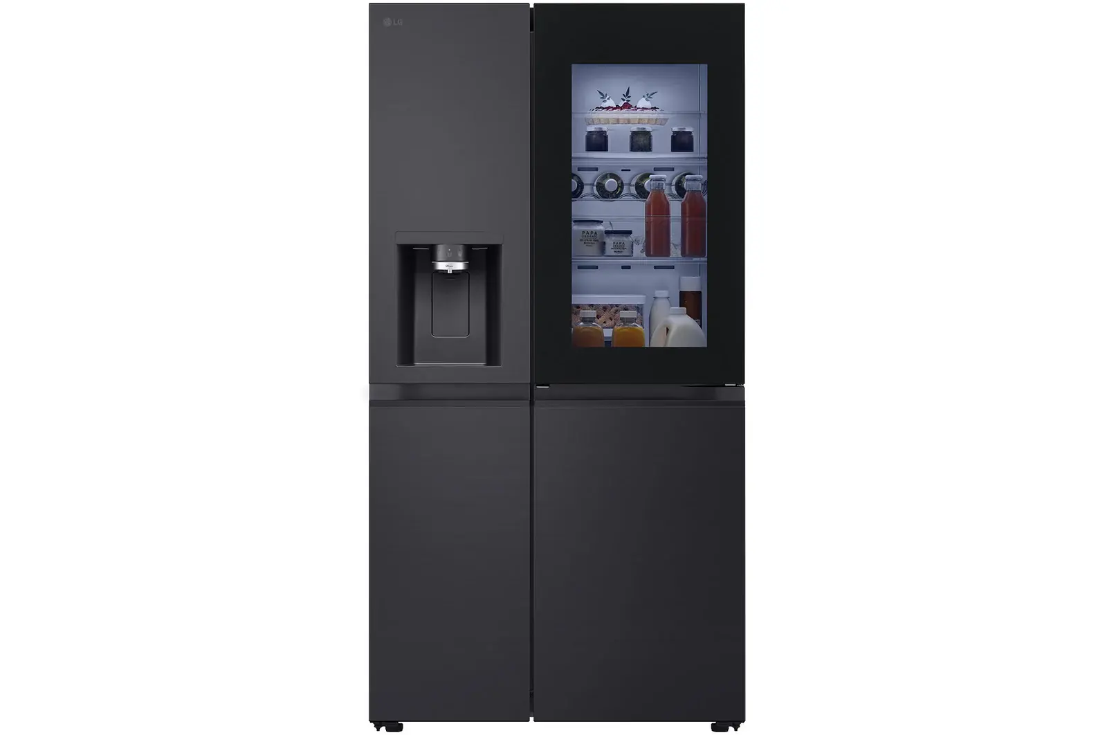 Front view of 628L InstaView™ American Style Fridge Freezer, Black GSXE80EVBE