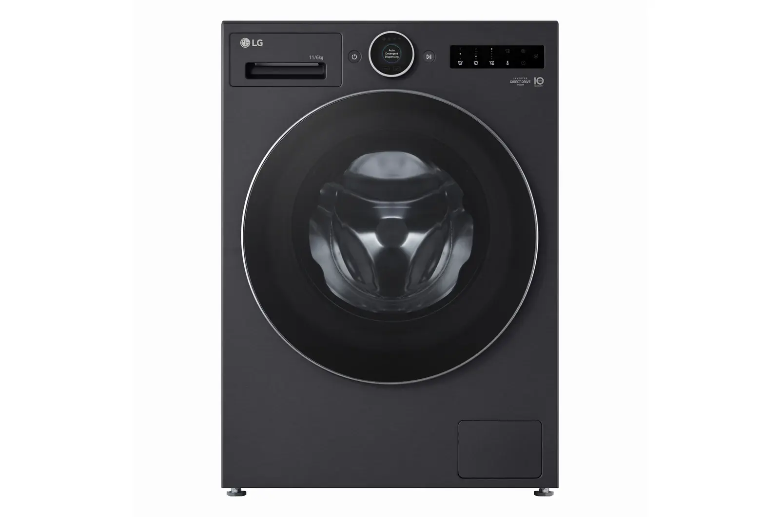 Front view of 11kg / 6kg AI-powered Heat Pump Washer Dryer, Series 10, Black WHX9516TBC