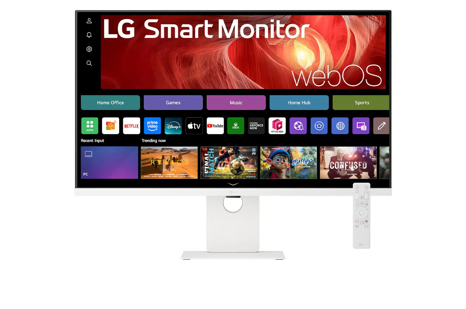Front view of 37” LG Smart Monitor, 4K UHD IPS Display, webOS, Screen Share, USB-C (PD 65W), White 37U730SA-W