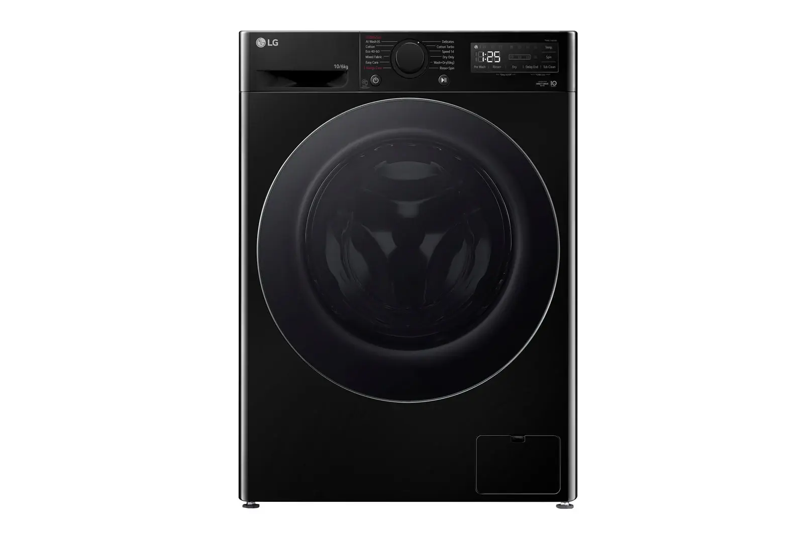 Front view of 10kg / 6Kg AI Direct Drive Washer Dryer Series 4, Black FWY606NCLN1