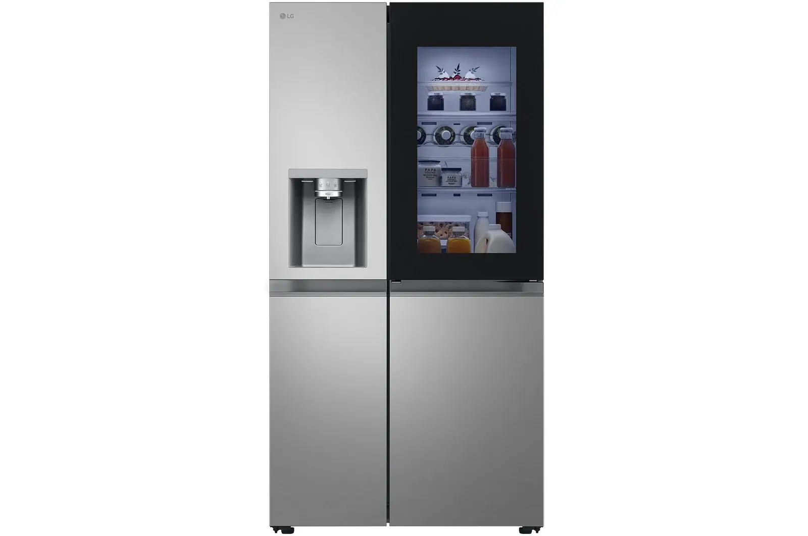Front view of 628L, InstaView™ American Style Fridge Freezer, Silver GSXE80PYBE