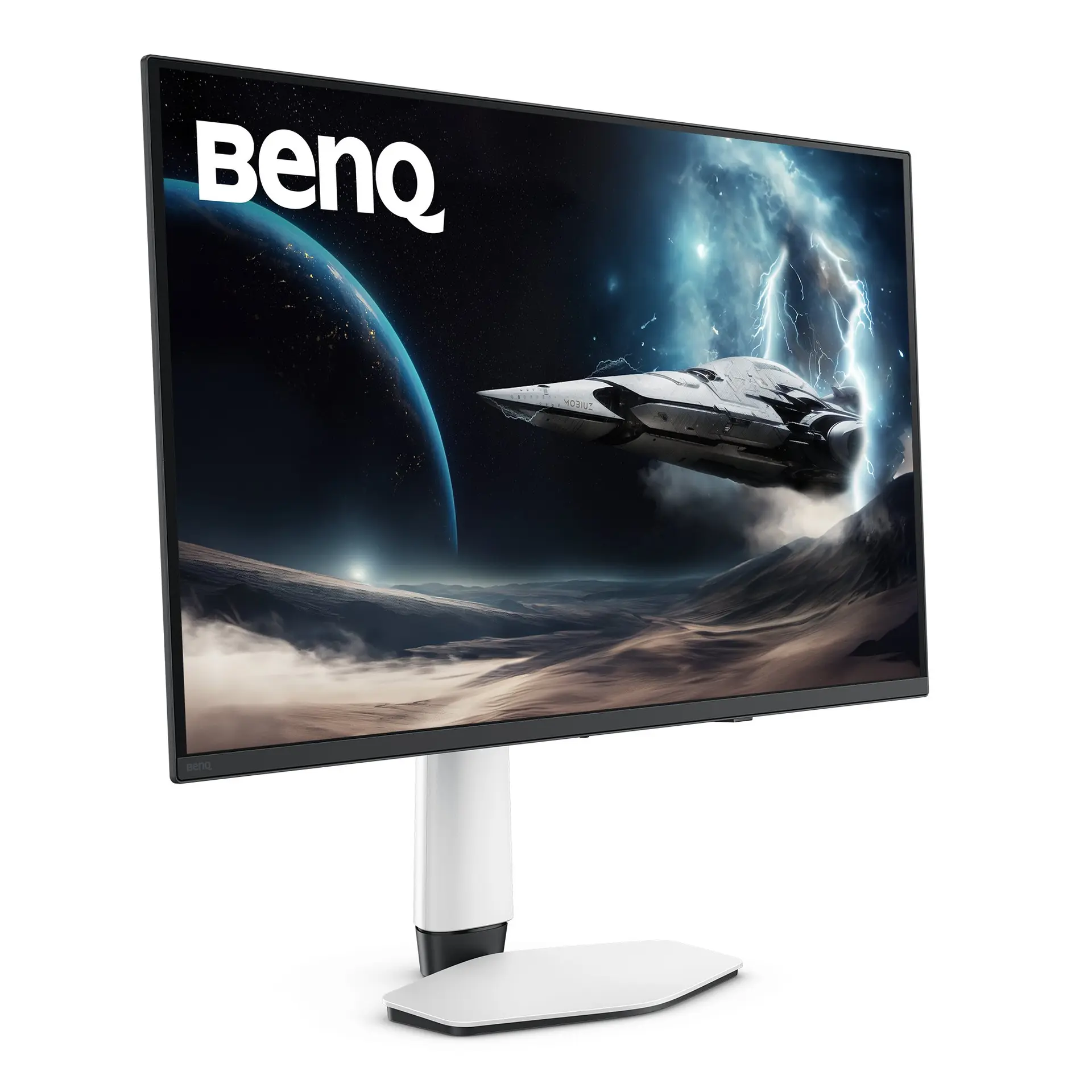 BenQ EX321UZ monitor, official product view showing the screen and supplied stand.