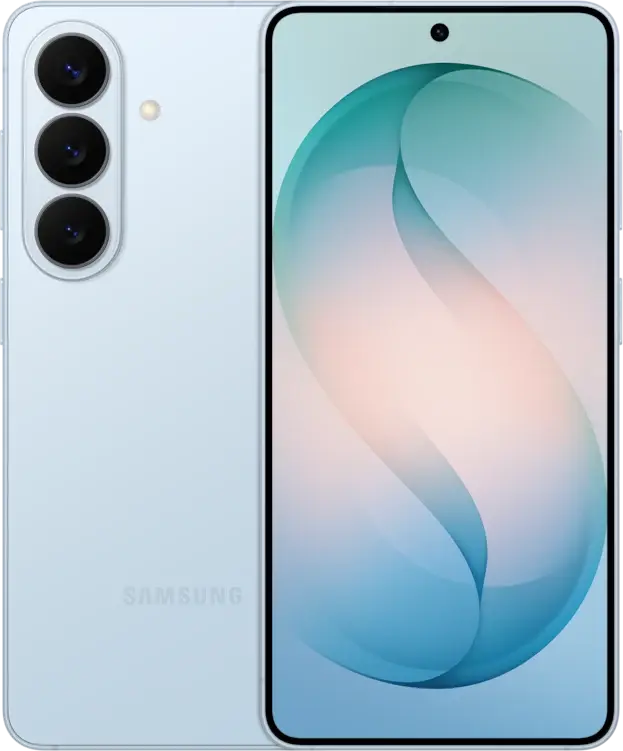 Galaxy S26 in Sky Blue, front and rear