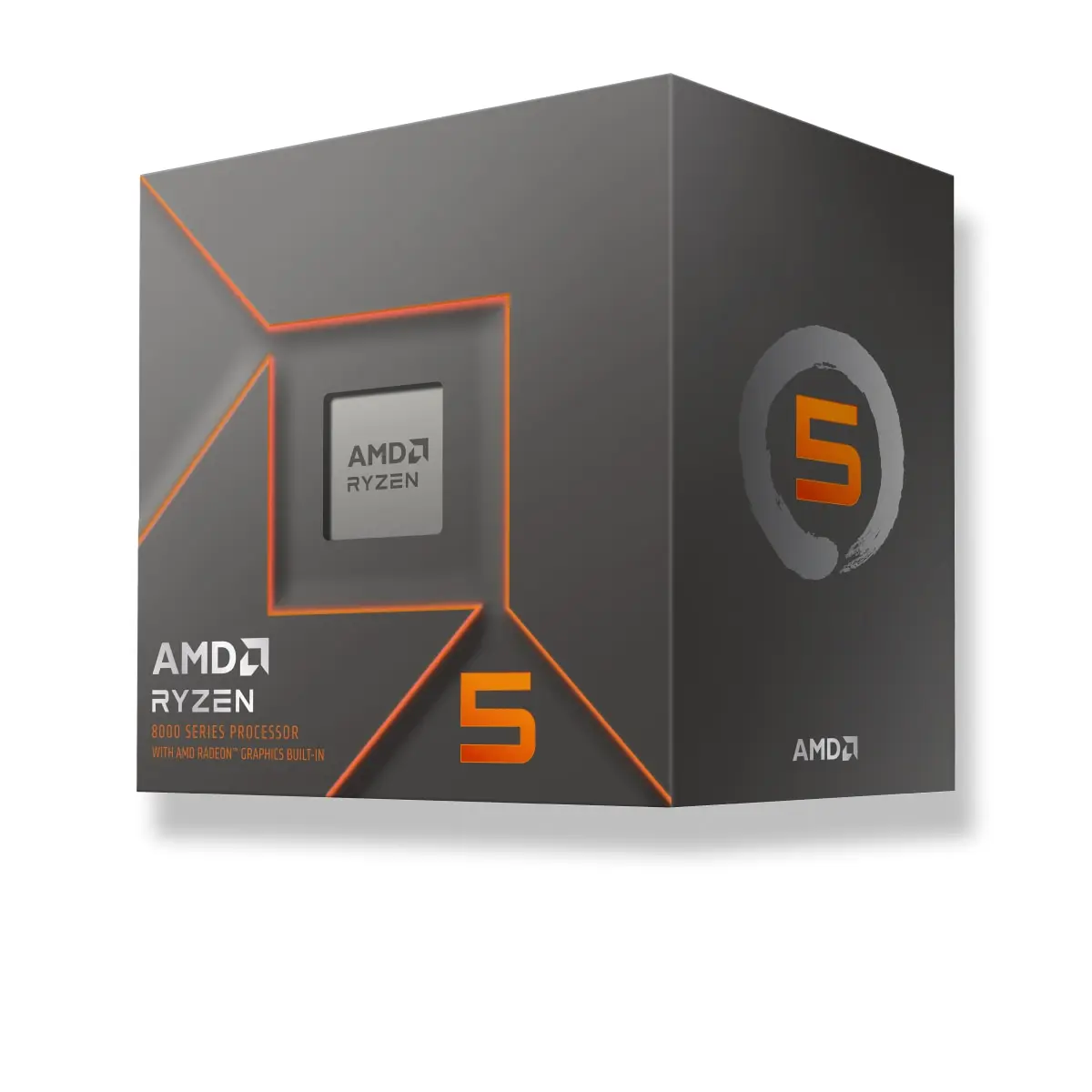 AMD's official boxed-product artwork associated with Ryzen 5 8500G on its exact manufacturer product page; the visible artwork identifies the family rather than a readable exact model number.