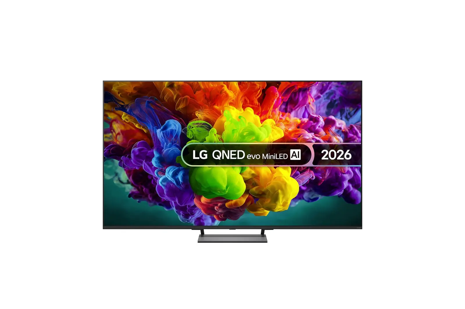 Front view of 65 inch LG QNED evo AI QNED93 Mini LED 4K Smart TV 2026 65QNED93B6A