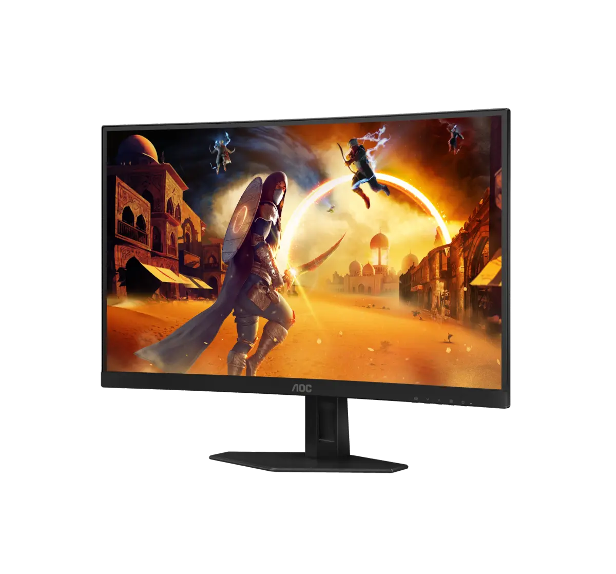 AOC C27G4ZXE monitor, official exact-model gallery view showing the screen and supplied stand.