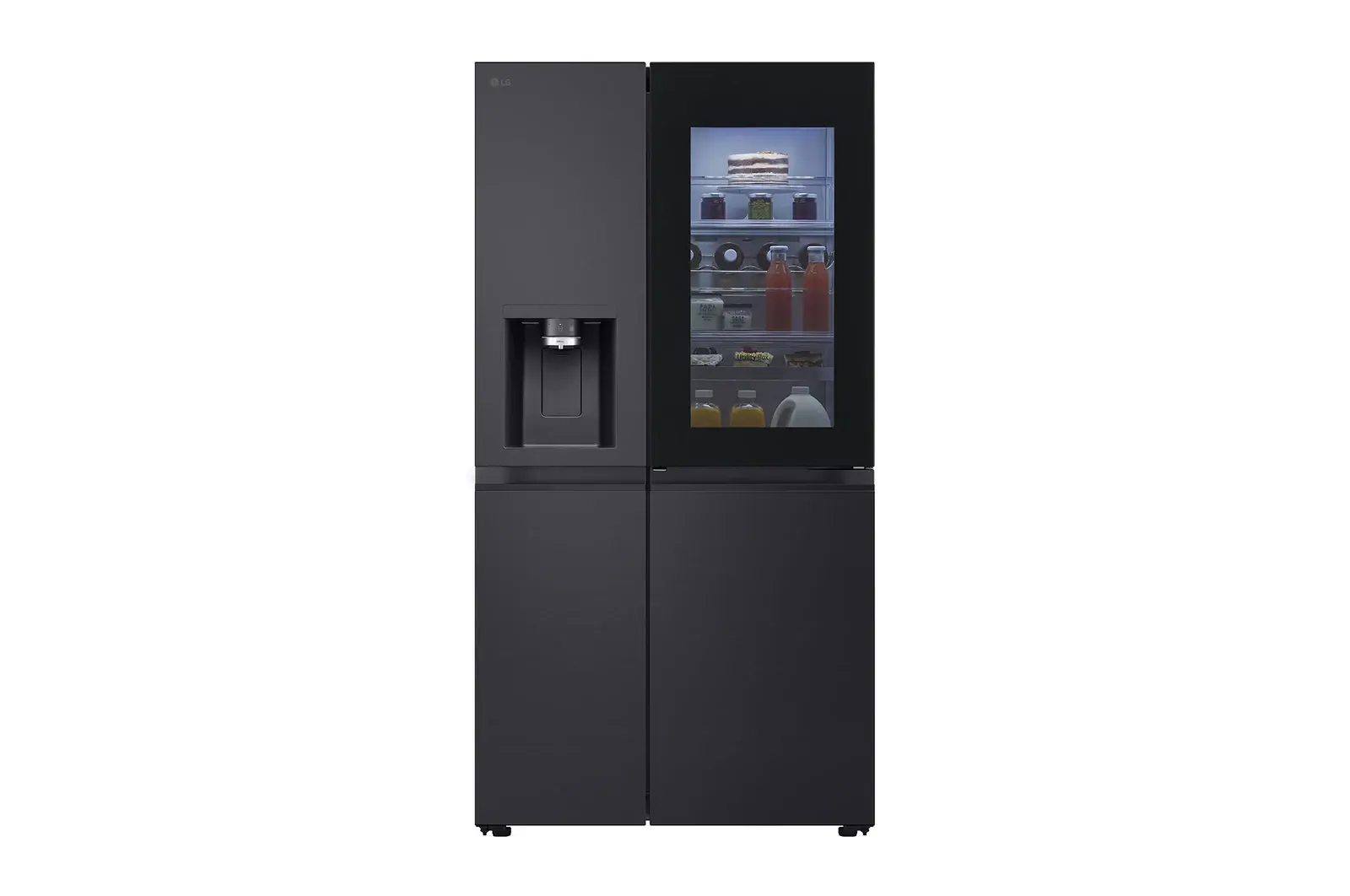 Front view of 628L InstaView™ American Style Fridge Freezer, Black GSXE91EVAD