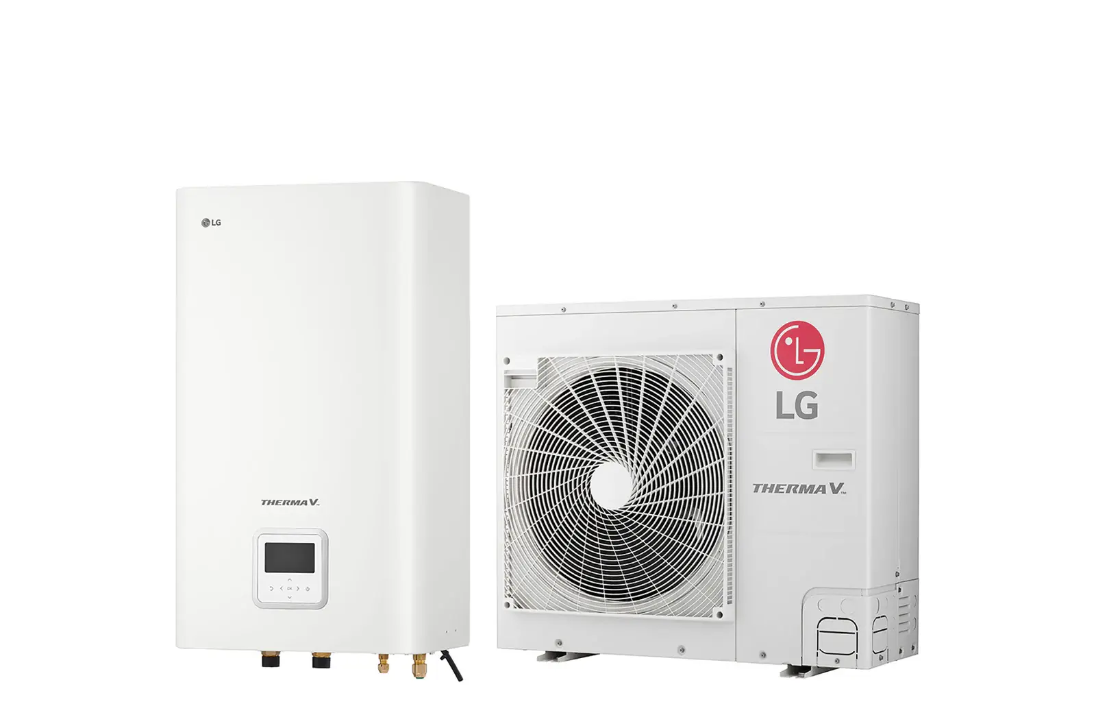 Front view of R32 Split 5/7/9 kW Hydro Box, 1Ø, 5kW HN091MR NK5 + HU051MR U44