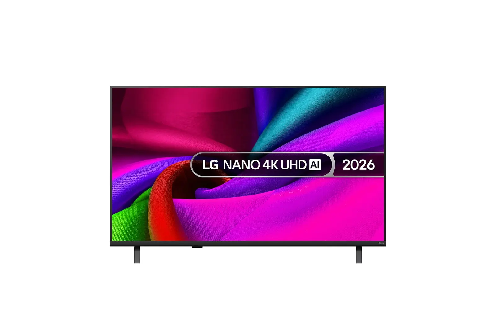 Front view of 43 inch LG NANO 4K UHD AI NU90 Smart TV 2026 43NU900B6LA
