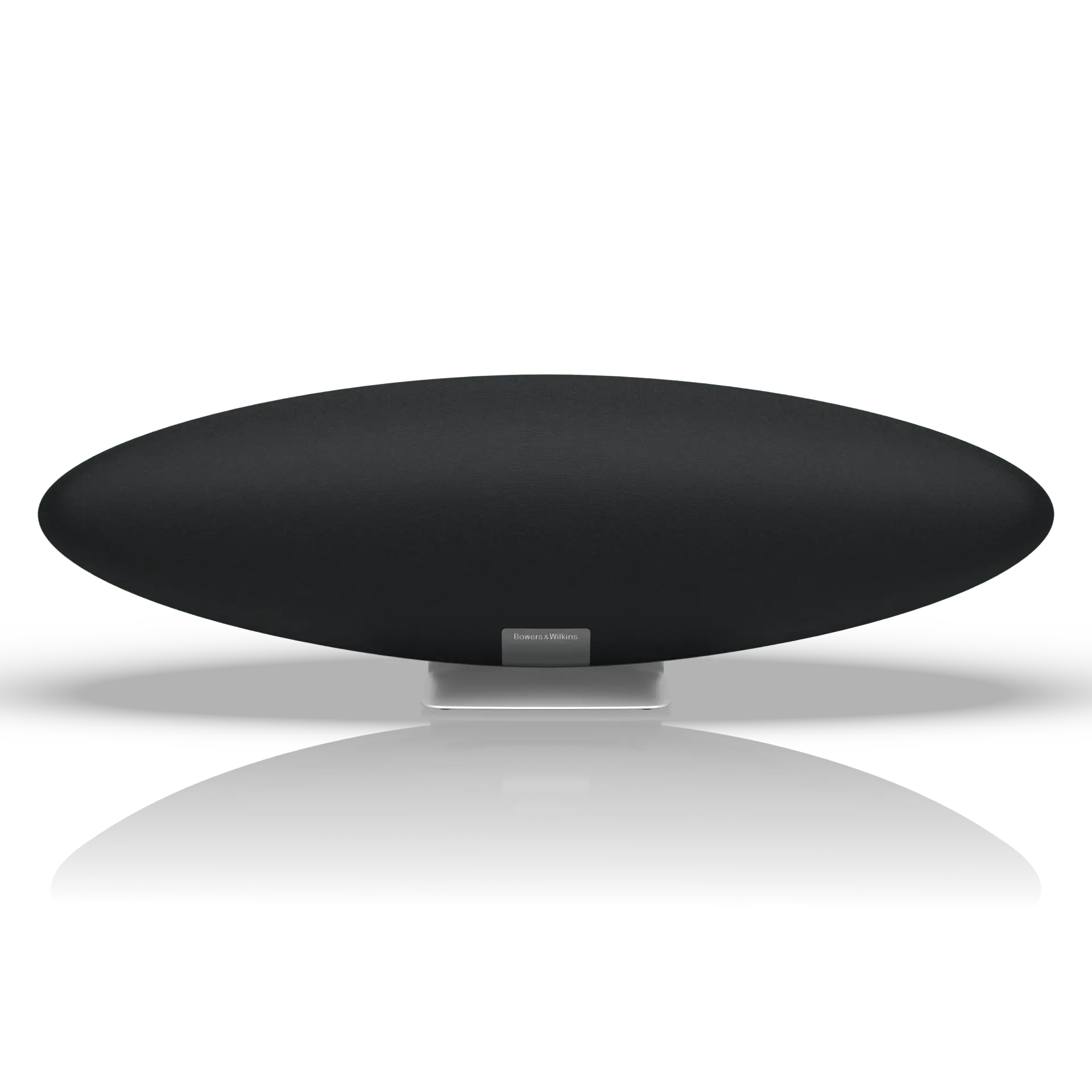 Bowers & Wilkins Zeppelin Pro Edition wireless speaker in Space Grey, front view on its stand