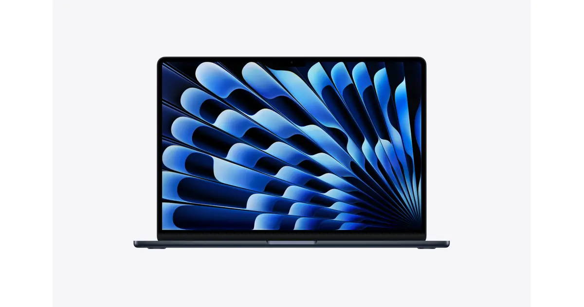 Apple MacBook Air 15-inch (M5) — Midnight (MGPD4B/A), exact official UK configuration image