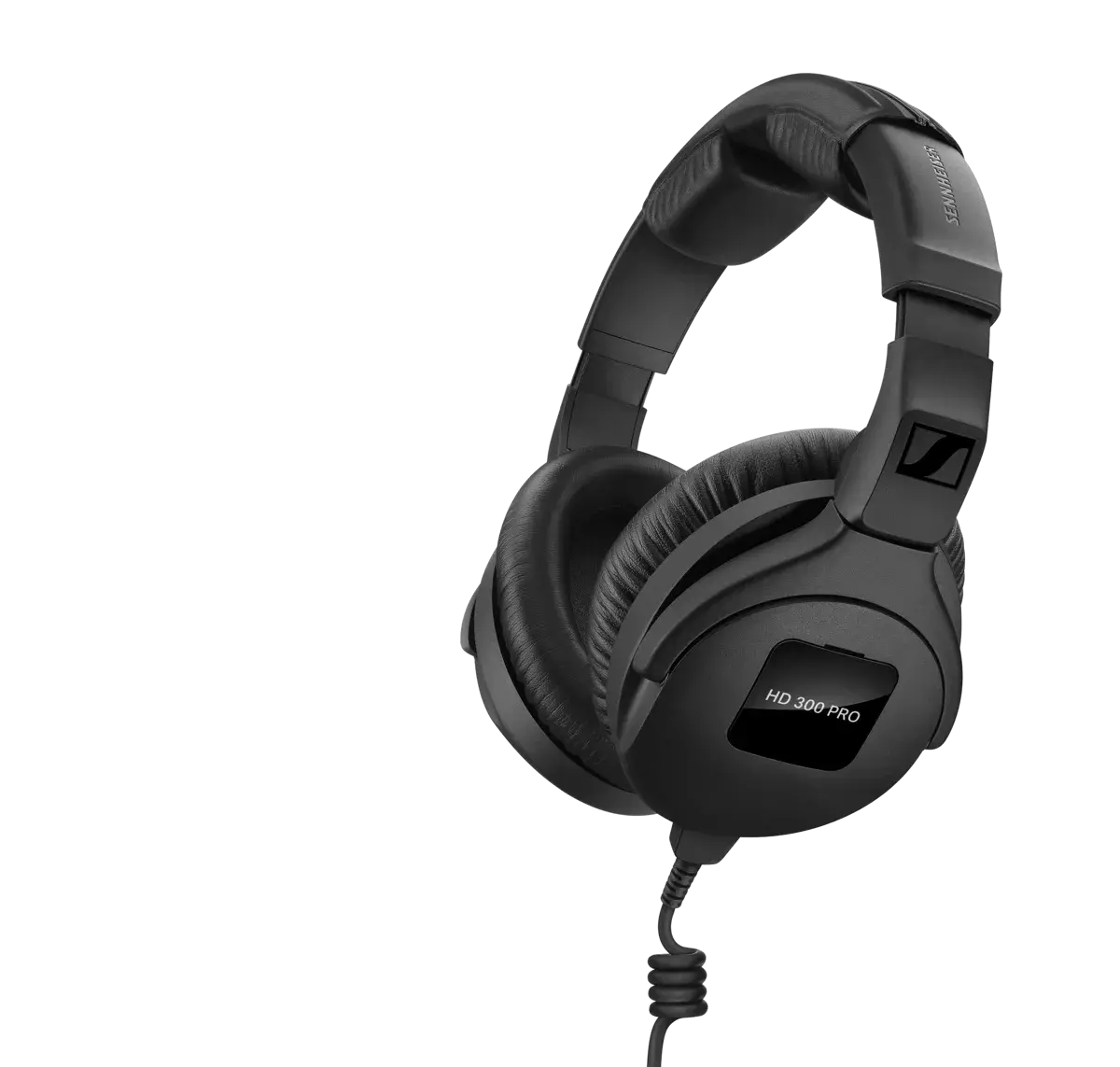Sennheiser HD 300 PRO closed-back monitoring headphones, three-quarter front view