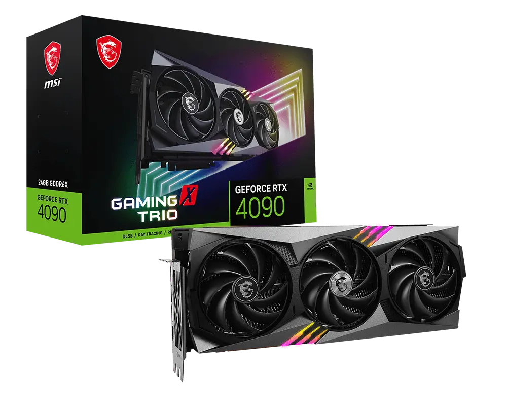 MSI GeForce RTX 4090 GAMING X TRIO 24G graphics card with exact-model manufacturer packaging