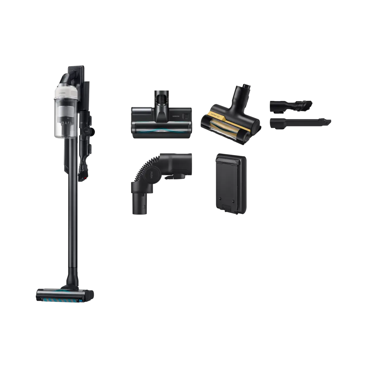 Jet 85S Stick VC 250W / 60 Min. 2.43kg with the Slim LED Brush Front Satin Greige