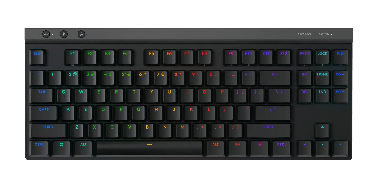 Logitech G515 LIGHTSPEED TKL black US ANSI QWERTY keyboard, official top view