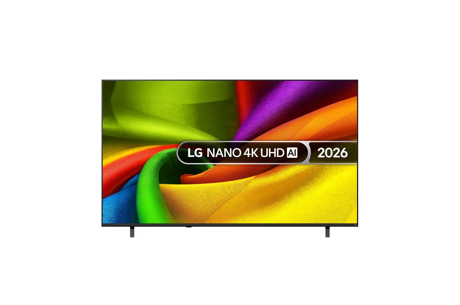 Front view of 75 inch LG NANO 4K UHD AI NU85 Smart TV 2026 75NU850B6LA