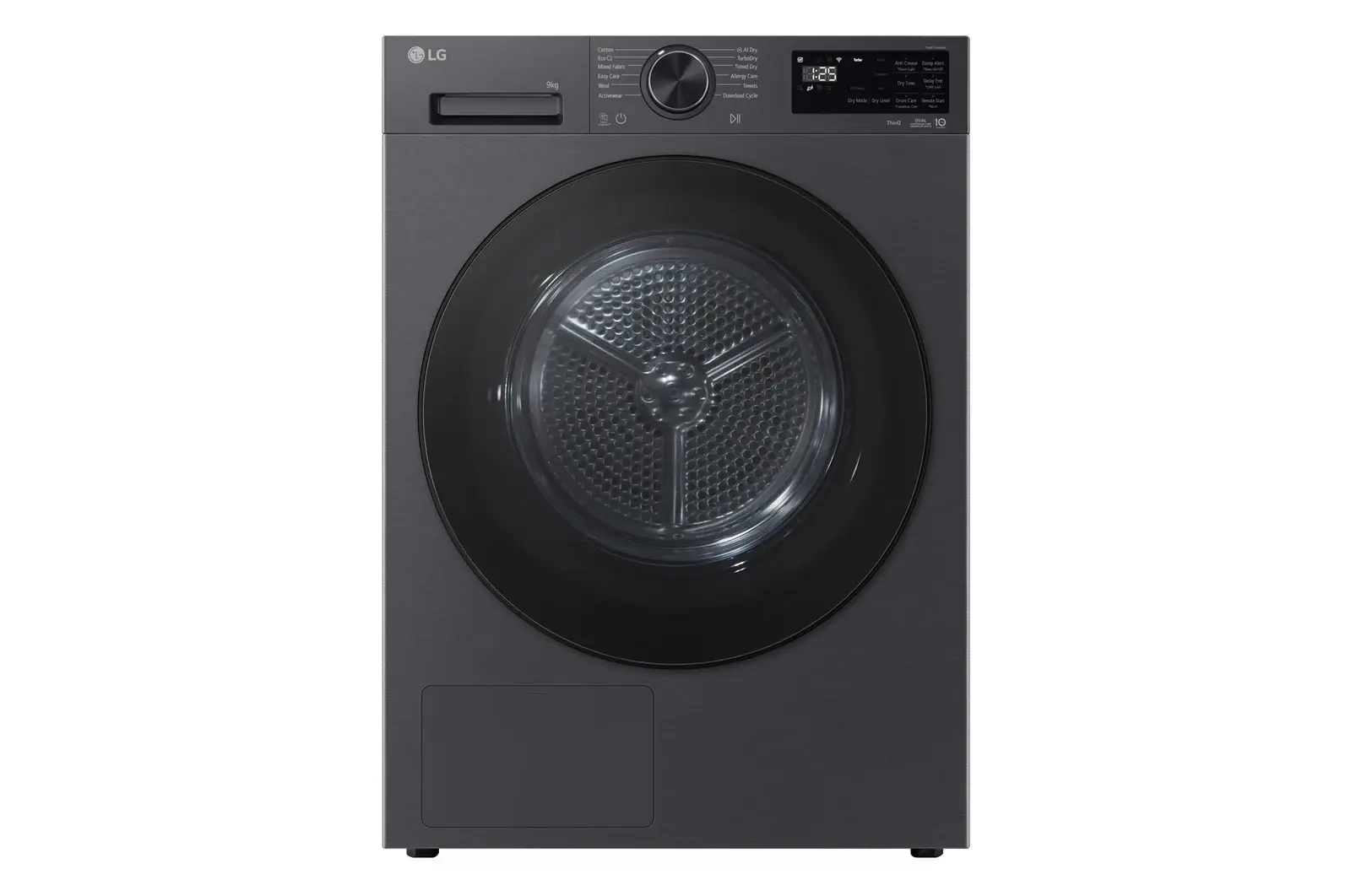 Front view of 9kg DUAL Inverter Heat Pump™ Tumble Dryer, Series 5, Black RHX5009TBB