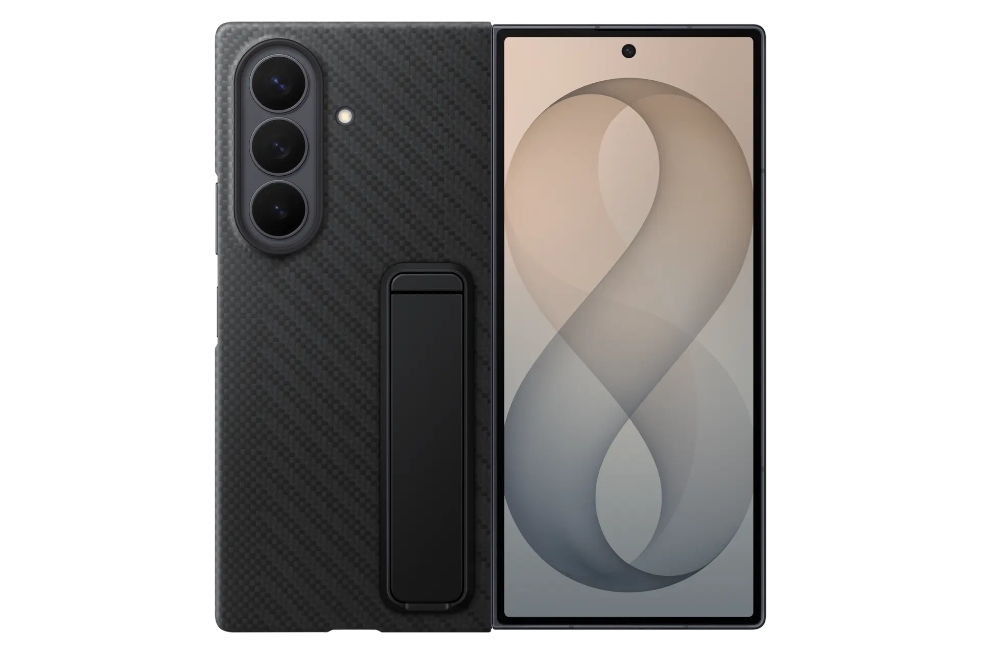 Galaxy Z Fold8 Ultra Carbon Standing Case Front2 Black 