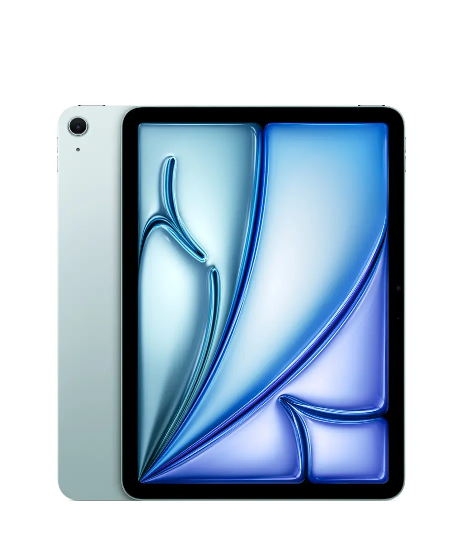 iPad Air, back exterior, Blue, single-lens camera, iPad Air, front exterior, black display bezel, rounded corners