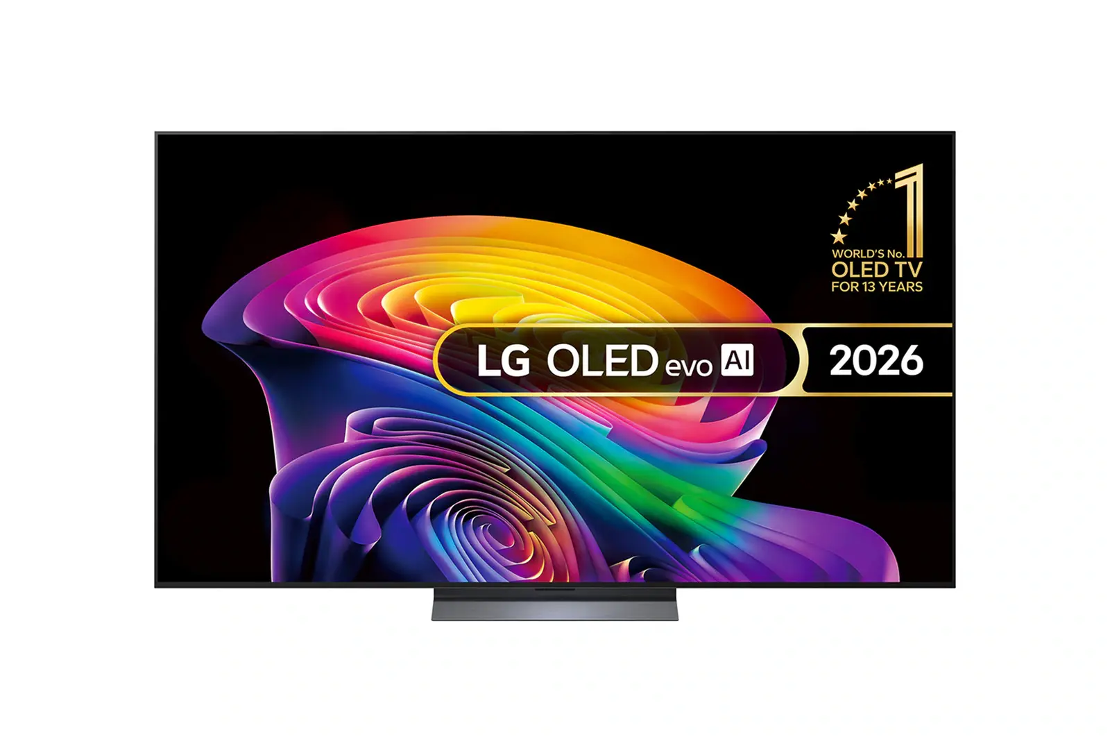 Front view of 77 inch LG OLED evo AI C6 4K Smart TV 2026 OLED77C64LA