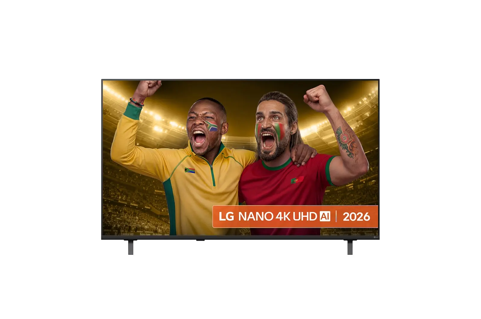 Front view of 55 inch LG NANO 4K UHD AI NU85 Smart TV 2026 55NU850B6LA