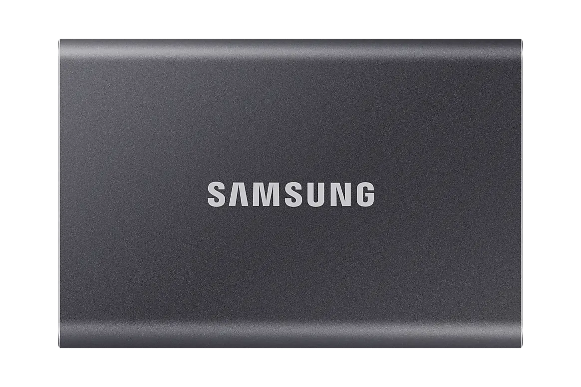 Samsung Portable SSD T7 in Titan Grey, front view