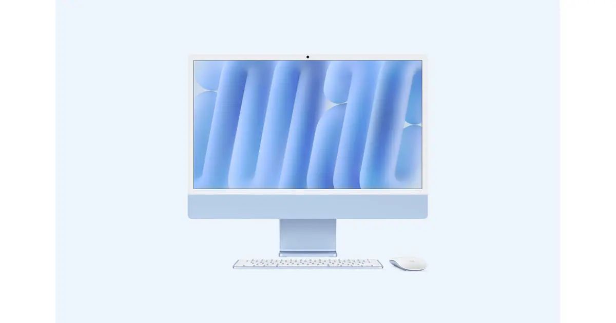 Apple iMac 24-inch (M4) — Blue (MWUF3B/A), official exact UK configuration image
