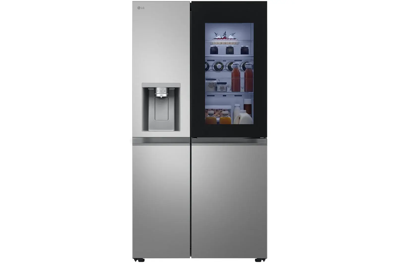 Front view of 628L InstaView™ American Style Fridge Freezer, Silver GSXE81PYBE