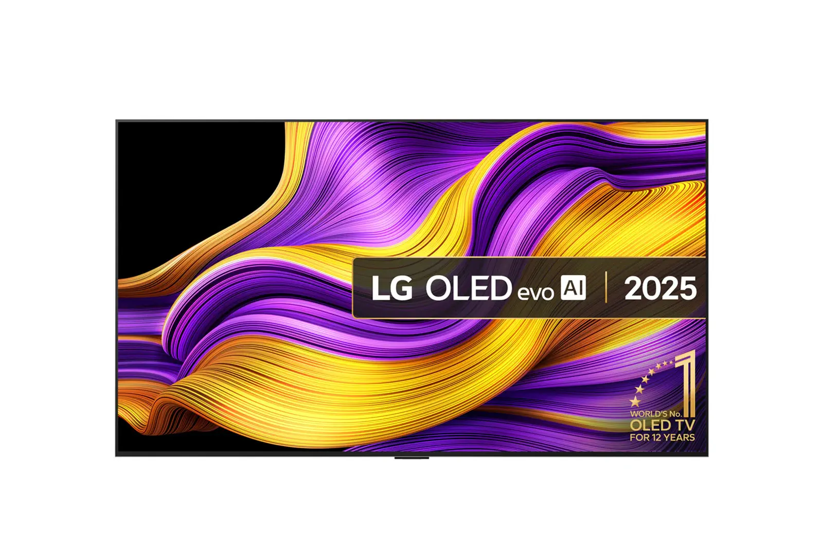 Front view of 65 inch LG OLED evo AI G5 4K Smart TV 2025 - Wall mount version OLED65G54LW