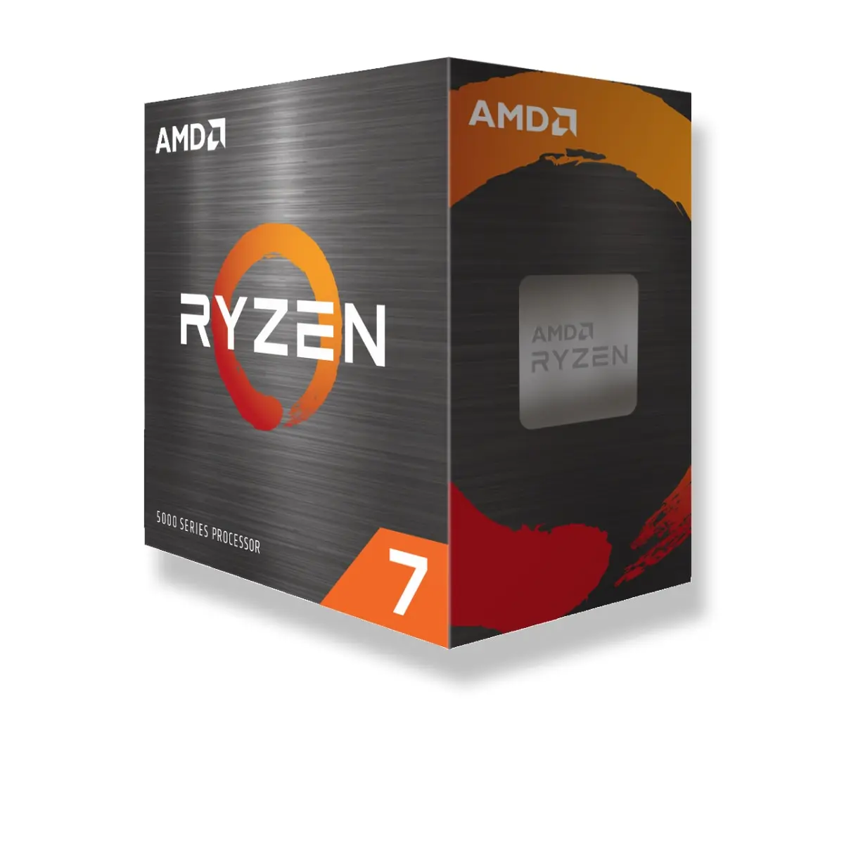 AMD's official Ryzen 7 5800X model-associated Ryzen 5000-series retail-box artwork; exact model association is established by the cited manufacturer page.