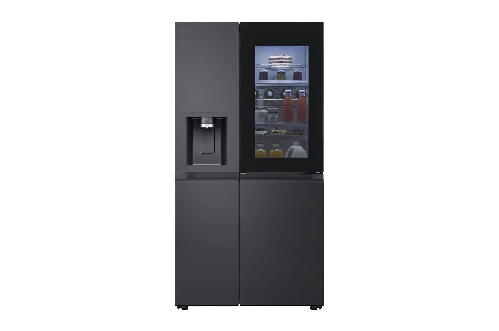 Front view of 628L InstaView™ American Style Fridge Freezer, Black GSXE90EVDD