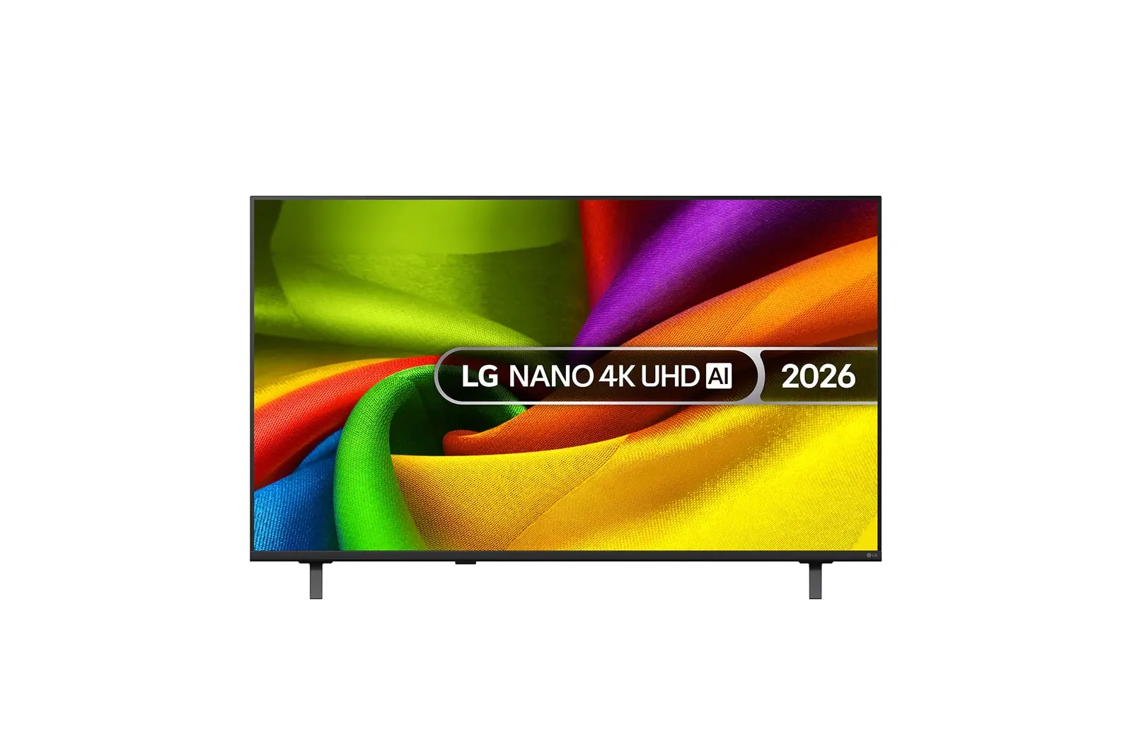 Front view of 50 inch LG NANO 4K UHD AI NU85 Smart TV 2026 50NU850B6LA