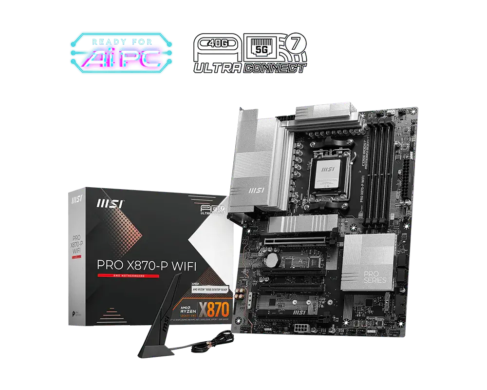 MSI PRO X870-P WIFI motherboard and manufacturer packaging with the exact model name visible