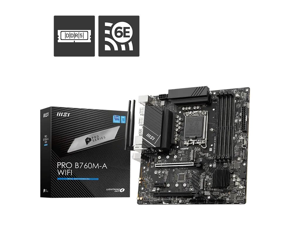 MSI PRO B760M-A WIFI motherboard with exact-model retail packaging