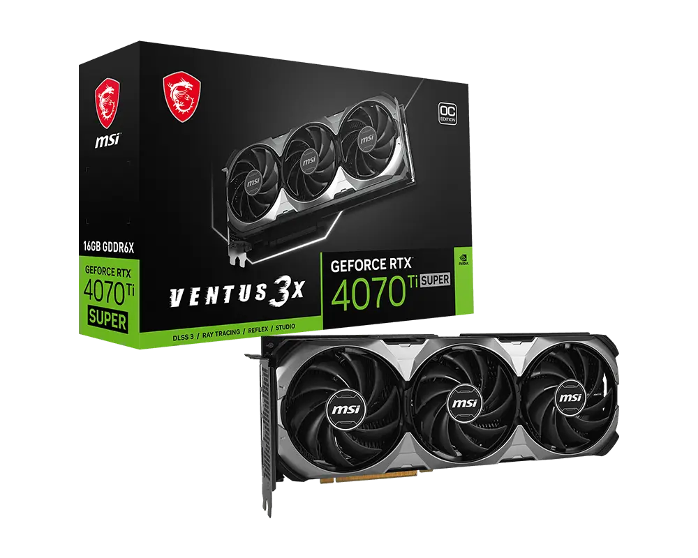MSI GeForce RTX 4070 Ti SUPER 16G VENTUS 3X OC graphics card with exact-model manufacturer packaging