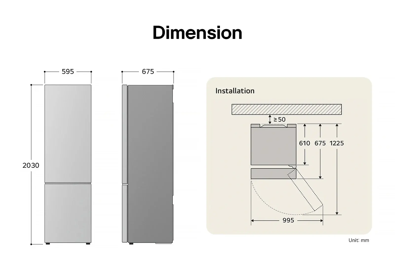 LG Fridge Freezer GBV5240CEP in Essence Matte Black, showing the 203 cm tall Flat Door Design and seamless integration into the dark grey kitchen cabinets.