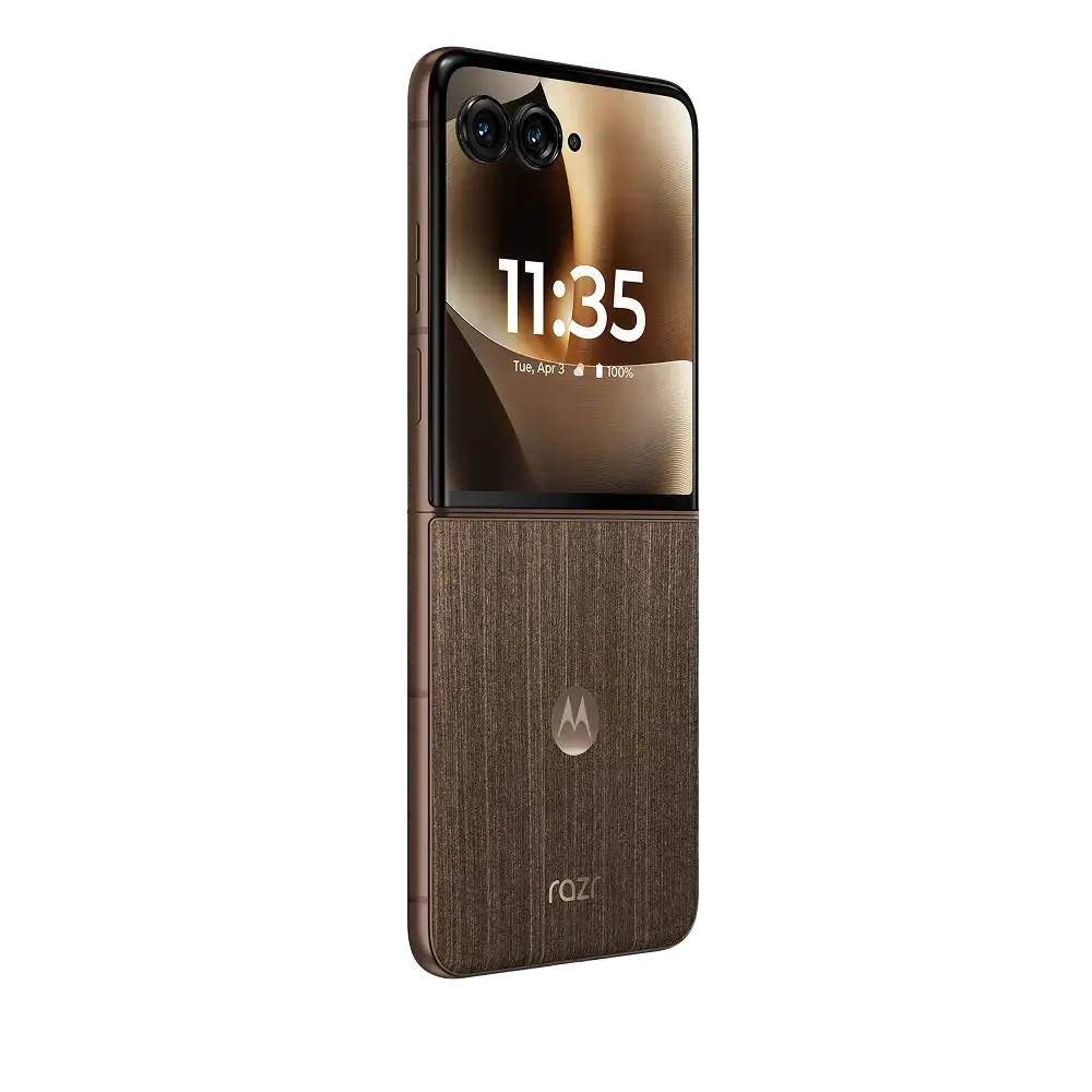 Motorola razr 70 ultra — PANTONE Cocoa, manufacturer gallery for exact UK SKU PBB20012GB
