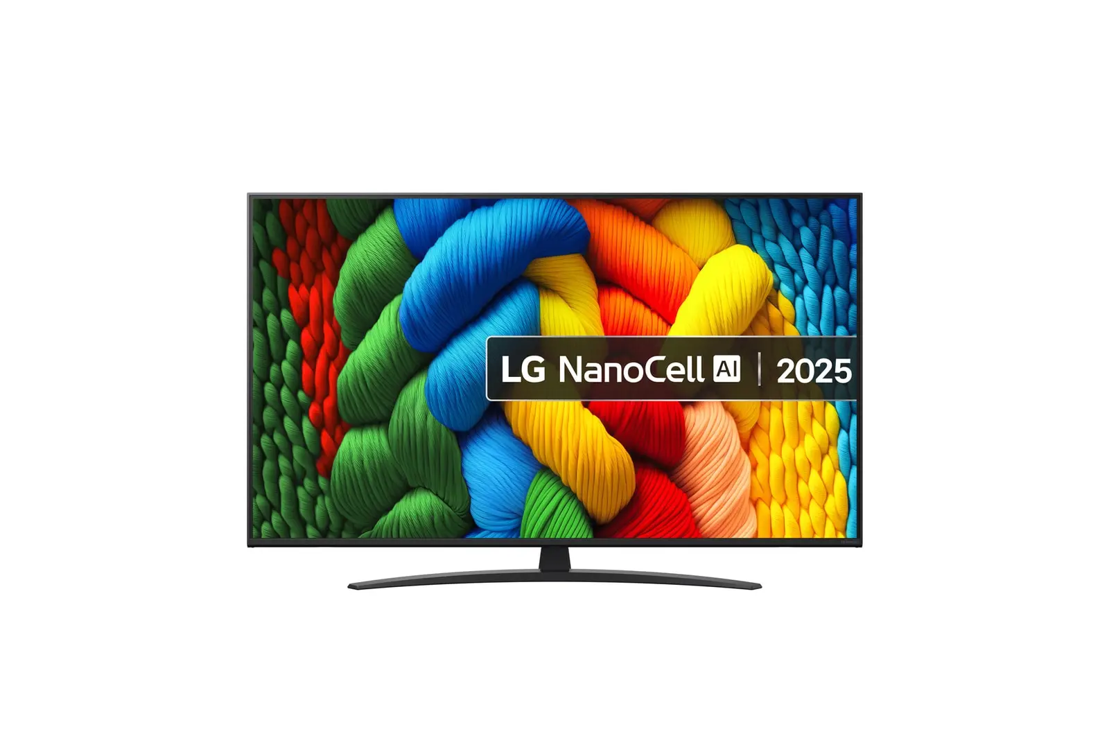 Front view of 55 inch LG NanoCell AI NANO81 4K Smart TV 2025 55NANO81A6A