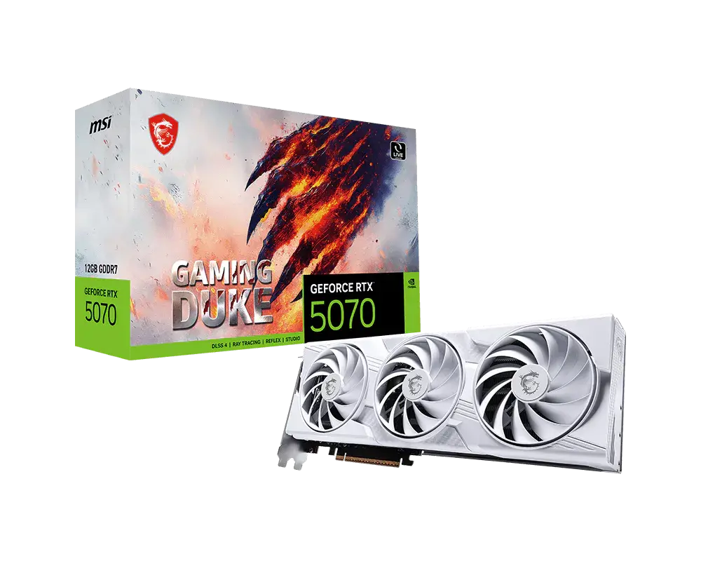 MSI GeForce RTX™ 5070 12G GAMING DUKE 3X WHITE — original manufacturer model image