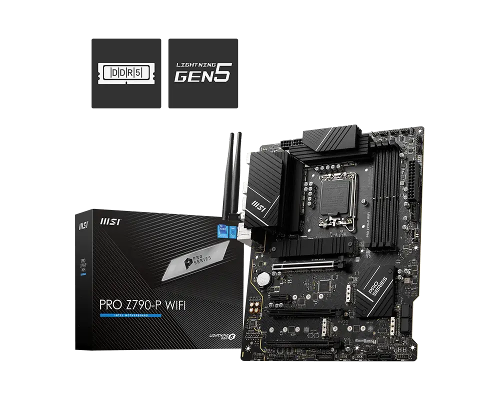 MSI PRO Z790-P WIFI motherboard and manufacturer packaging with the exact model name visible
