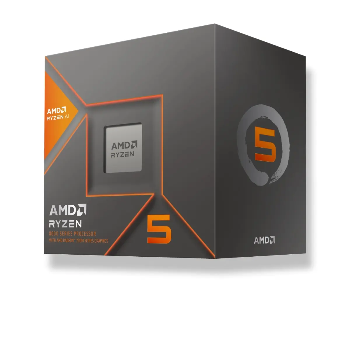 AMD's official boxed-product artwork associated with Ryzen 5 8600G on its exact manufacturer product page; the visible artwork identifies the family rather than a readable exact model number.