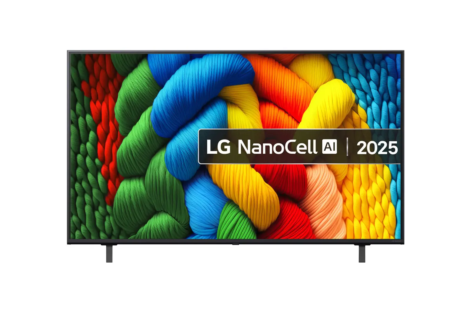 Front view of 55 inch LG NanoCell AI NANO80 4K Smart TV 2025 55NANO80A6B